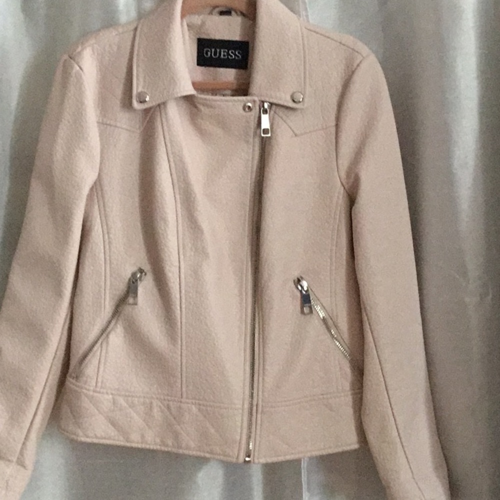 Pastel Pink Vegan leather Jacket GUESS XL